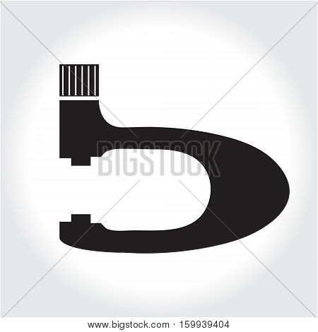 Micrometer tool icon, black silhouette. Element logo micrometer tool isolated on white background. Vector illustration
