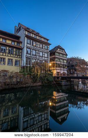 Strasbourg, medieval bridge Ponts Couverts is located in the historic district 
