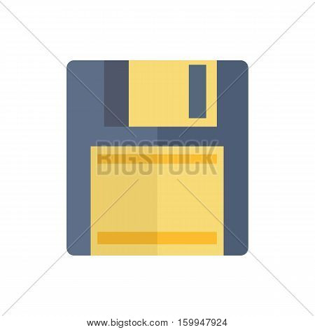 Floppy disk isolated on white background. Magnetic computer classical data storage support. Floppy disk or save flat icon for apps and websites. Vintage technology. Vector in flat style design
