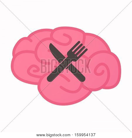 Isolated Brain With A Knife And A Fork