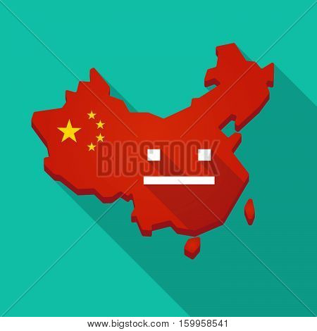 Long Shadow China Map With A Emotionless Text Face