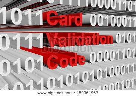Card Validation Code in the form of binary code, 3D illustration