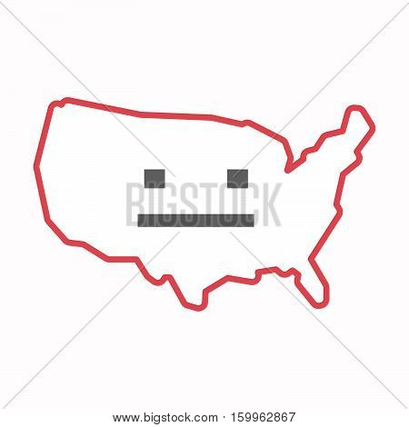 Isolated Map Of Usa With A Emotionless Text Face