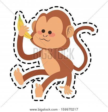 Monkey cartoon icon. Animal wildlife aple and wild theme. Isolated design. Vector illustration