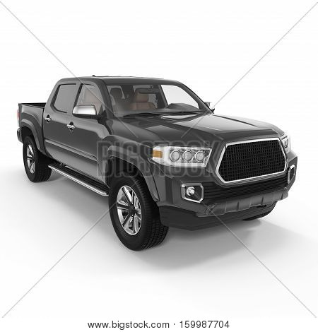 Pickup Truck on white background. 3D illustration