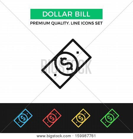Vector dollar bill icon. Money, finance concept. Premium quality graphic design. Modern signs, outline symbols collection, simple thin line icons set for websites, web design, mobile app, infographics