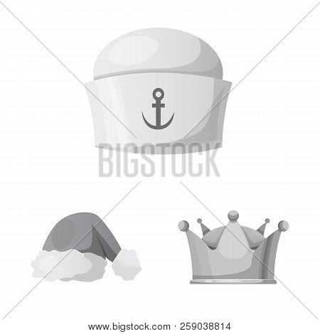 Vector Illustration Of Headgear And Cap Sign. Collection Of Headgear And Accessory Stock Vector Illu