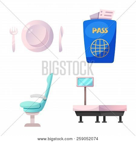 Vector Illustration Of Airport And Airplane Icon. Set Of Airport And Plane Vector Icon For Stock.