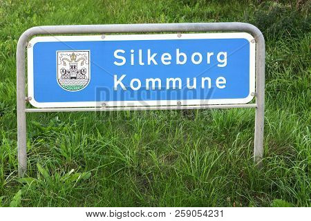 Silkeborg Municipality Panel Road Sign In Denmark