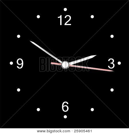 round office wall clock isolated on black. vector