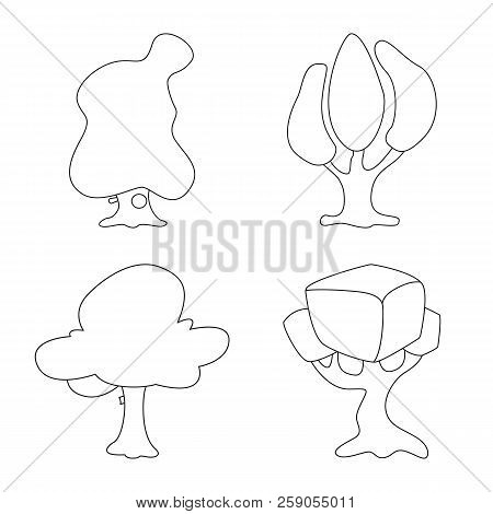 Vector Design Of Tree And Nature Icon. Set Of Tree And Crown Vector Icon For Stock.