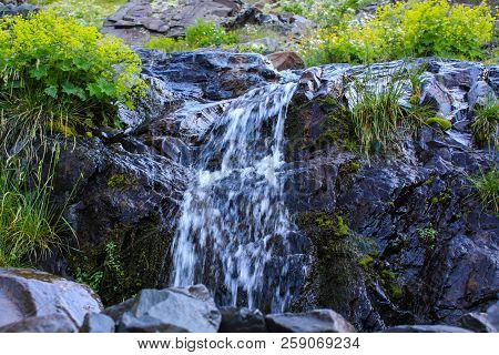 Beautiful Scenery Of The Caucasian Mountains, Mountain River