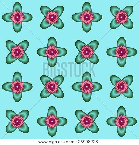 Seamless Pattern Background With Flowers, Colorful Illustration