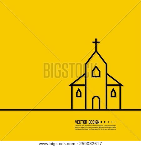 Vector Illustration Of A Church On A Yellow Background.