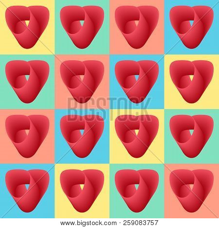 Seamless Pattern Background With Hearts, Colorful Illustration