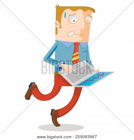 Illustration Of A Working Man With Financial Matter