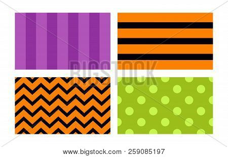 Halloween Backgrounds Set. Violet, Otange, Green Simple Wallpapersvector Illustration