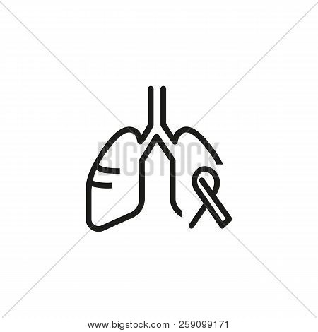 Lung Cancer Awareness Line Icon. Asthma, Respiratory, Tumor. Cancer Concept. Vector Illustration Can