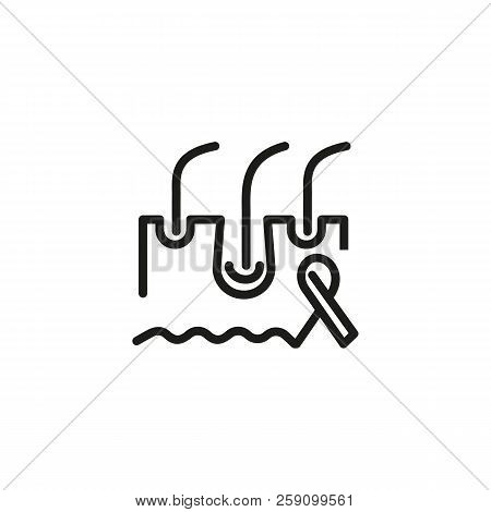 Skin Structure And Awareness Ribbon Line Icon. Hair, Anatomy, Human Body. Epilation Concept. Vector 