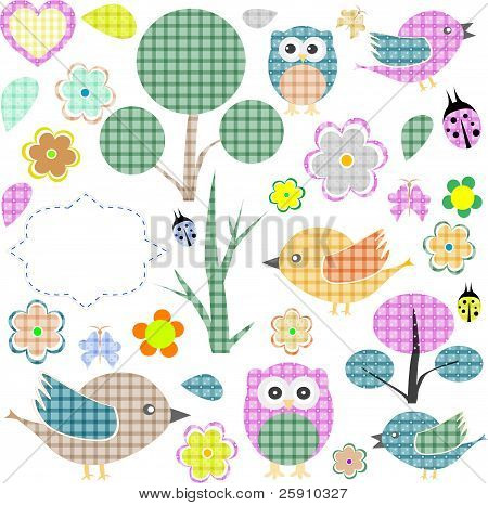 Uppsättning av naturen textil klistermärken