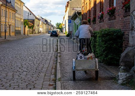 Altlandsberg, Germany - June 30, 2018: Streets Of A Small Historic Town Near Berlin. The First Menti