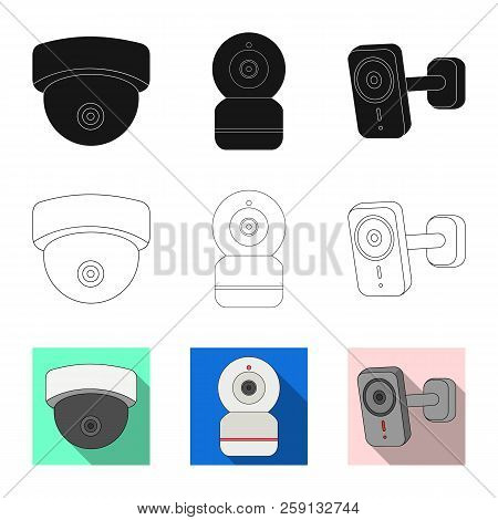 Vector Illustration Of Cctv And Camera Symbol. Collection Of Cctv And System Stock Symbol For Web.