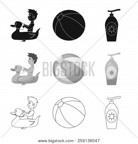 Vector Design Of Pool And Swimming Logo. Collection Of Pool And Activity Vector Icon For Stock.