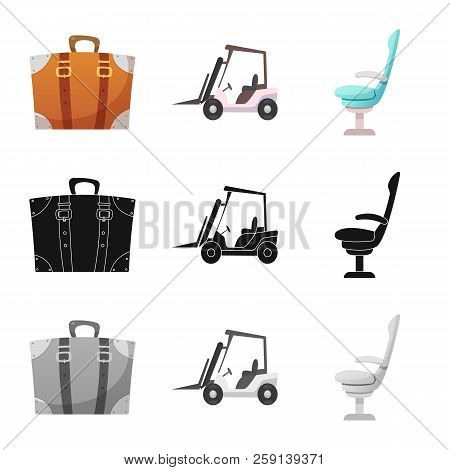 Vector Design Of Airport And Airplane Icon. Set Of Airport And Plane Vector Icon For Stock.