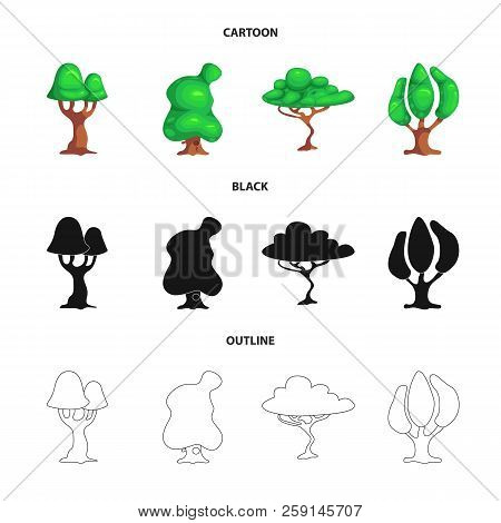 Vector Illustration Of Tree And Nature Icon. Set Of Tree And Crown Vector Icon For Stock.