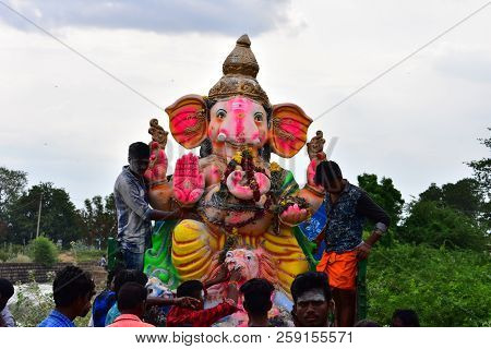 Anaipatti, Tamilnadu - India - September 15 2018: Lord Ganesha Chaturthi Festival