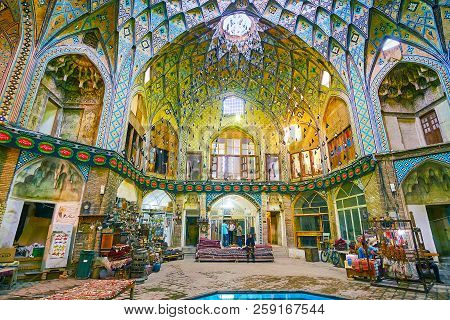 Kashan, Iran - October 22, 2017: Aminoddole Caravanserai (timche-ye Amin Od-dowleh) Is Occupied With