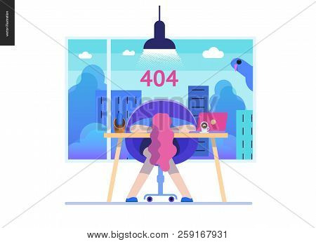 Business Series, Color 2- Error 404 -modern Flat Vector Concept Illustration Of Page Error 404. Exha