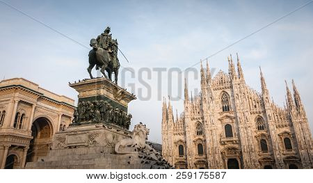 Monument In Honor Of Victor Emmanuel Ii Which Is In Piazza Del Duomo