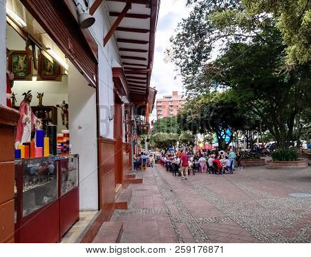 Sabaneta, Antioquia / Colombia - 07/09/2018: Typical Colonial Architecture Of The Colombian Towns. S