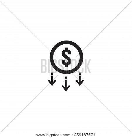 Arrow Decrease Icon. Dollar Money Fall Down Symbol. Economy Stretching Rising Drop. Business Lost Cr