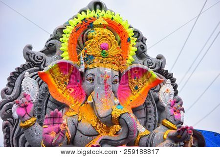 Anaipatti, Tamilnadu - India - September 15 2018: Idol Of Hindu Lord Ganesha