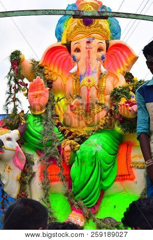 Anaipatti, Tamilnadu - India - September 15 2018: Hindus Celebrate Elephant God In 10-day Festival