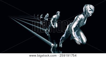 Leading the Way or Pack as a Front Runner in First Place 3D Render