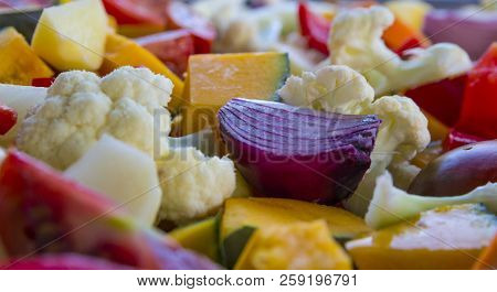 Sliced Vegetables Autumn Different Colors A Piece Of Onion