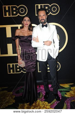 Mel Fronckowiak and Rodrigo Santoro at the HBO's Official 2018 Emmy After Party held at the Pacific Design Center in West Hollywood, USA on September 17, 2018.