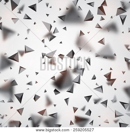 Abstract Background With Gray 3d Trigons. Vector Geometric Illustration.