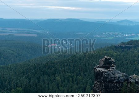 View At The Saxony Switzerland With A Rock