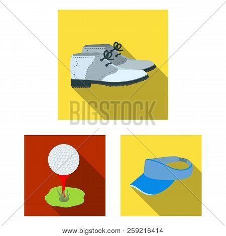 Golf And Attributes Flat Icons In Set Collection For Design.golf Club And Equipment Vector Symbol St