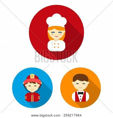 People Of Different Professions Flat Icons In Set Collection For Design. Worker And Specialist Vecto