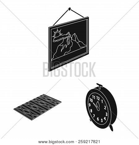 Vector Illustration Of Bedroom And Room Icon. Collection Of Bedroom And Furniture Stock Symbol For W