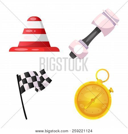 Vector Design Of Car And Rally Symbol. Set Of Car And Race Vector Icon For Stock.