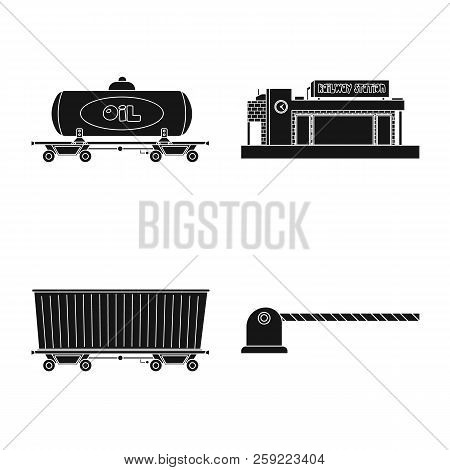 Vector Design Of Train And Station Symbol. Set Of Train And Ticket Stock Vector Illustration.
