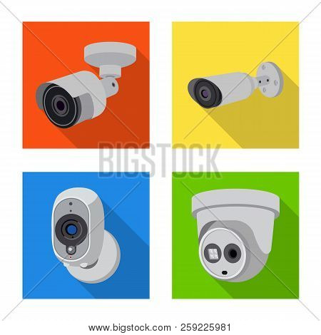 Vector Design Of Cctv And Camera Icon. Set Of Cctv And System Stock Vector Illustration.