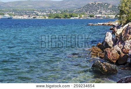 Landscape Of Eretria As Seen From Dreams Island Euboea Greece