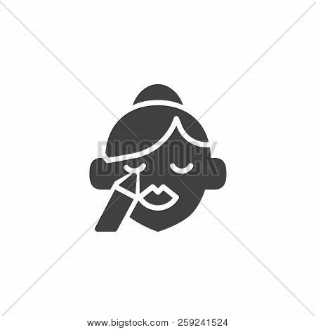 Woman Doing Make-up Vector Icon. Filled Flat Sign For Mobile Concept And Web Design. Girl Paints Her